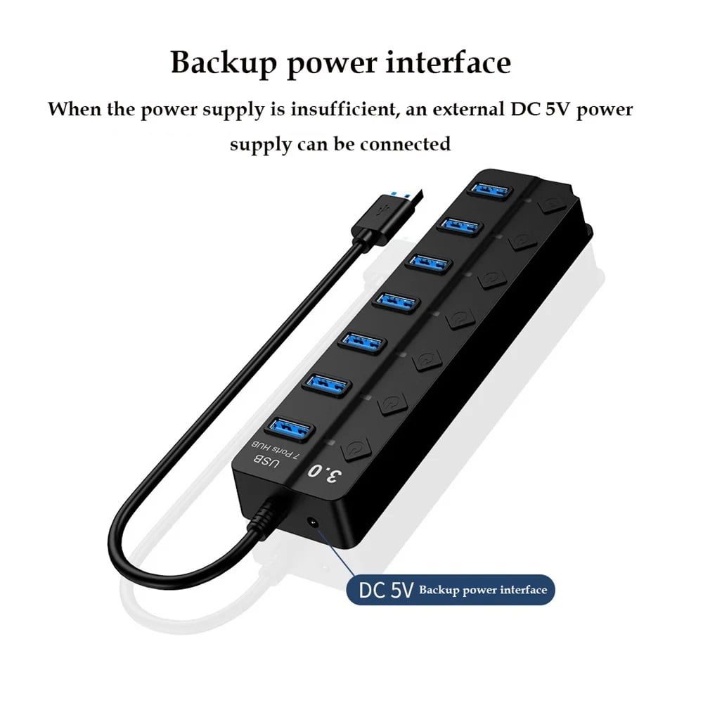 7-IN-1 USB 3.0 5Gbps High Speed USB Docking Station Extender USB HUB Splitter with Switch Control ,Fast Charging Devices