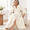 Beige-Large, variant on Pink Large Women's Ruffle Fuzzy Warm Long Bathrobe Sleepwear Robe