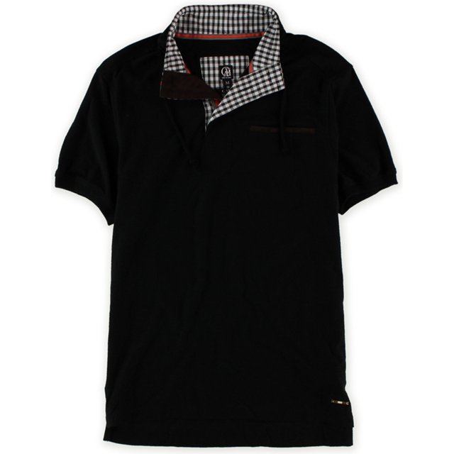 Polo de rugby CAVI para hombre con cuello simulado, negro, mediano