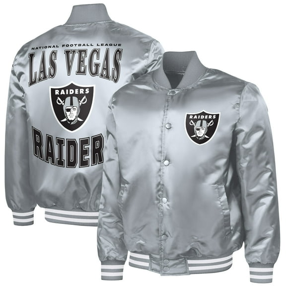 Men's G-III Sports by Carl Banks  Gray Las Vegas Raiders Adaptive Full-Snap Varsity Jacket