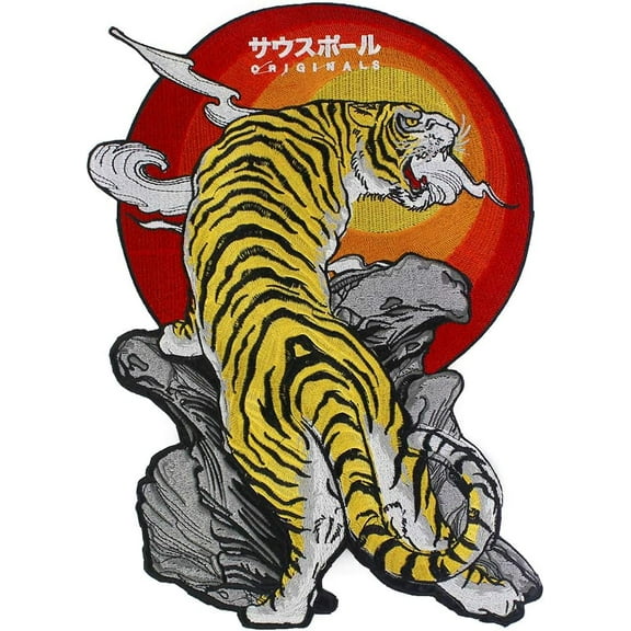Large Tiger Animal Iron on Patches Clothing Embroidery Applique Decorative Ride Jacket Badges 1 piece