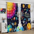 thumbnail image 3 of Kids Outer Space Window Curtains, Solar System Infographic Window Treatments for Living Room Universe Planets Mars Skyrocket Knowledge Educational Blockout Window Drapes for Girls Boys Bedroom 84x84in, 3 of 6