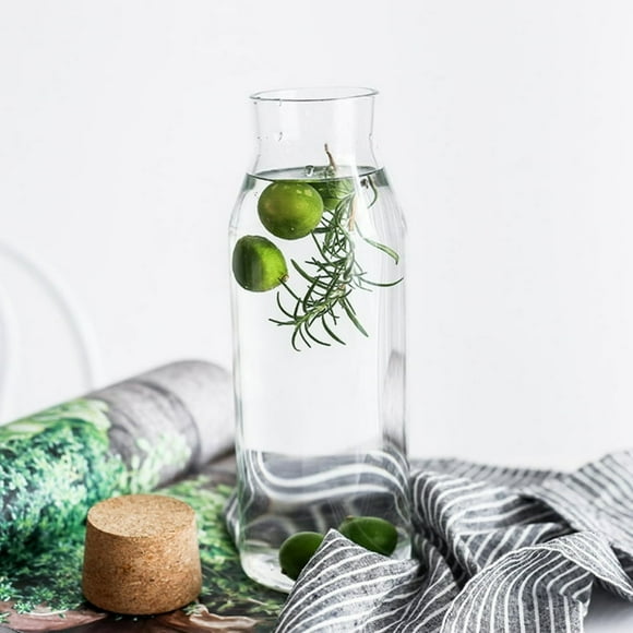 EIGTHTAIL Clear Glass Bottles with Lids Reusable Glass Water Bottles with Stainless Steel Cap for Juicing Refrigerator 100% Leak Proof BPA Free Juice Glass Set