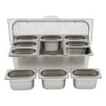 thumbnail image 3 of Countertop Food Serving Display Container, 9 Compartments Stainless Steel Condiment Dispenser Display Rack with Lid, 9 Pcs Clamps 9 Pcs Spoons 3 Pcs Water Bags for Salad Buffet Restaurant Bar Fruit, 3 of 13