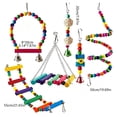thumbnail image 3 of Natural Wood Bird Toy Set for Small Medium Birds, Parrot Cage Accessories with Swings Ladders Bells, Colorful Chew Blocks for Cage Enrichment, 3 of 5