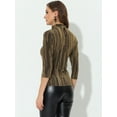 thumbnail image 4 of Blusa Top Metálico De Rayas Brillantes Manga 3/4 Brillantina Fiesta Para Mujer Color Color Oro Brillante M, 4 of 5