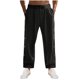 thumbnail image 2 of Pantalones largos de moda para hombre, casuales, de color sólido, con botones, cintura elástica, rectos, con pierna de cuerno, pantalones largos de poliéster para hombre., 2 of 7