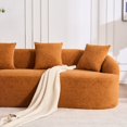 thumbnail image 4 of Full Compression Sponge L-Shape Sectional Sofa with Curved Chaise, Modular Chenille Couch, 30D High-Density for Apartment Living Room900 Lbs. (Orange), 4 of 11