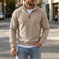 thumbnail image 3 of gbyLJF Mens Knit 1/4 Zip Pullover Solid Color Base Layer Sweater Long Sleeve Casual Tops Fall Winter Trendy Clothes, 3 of 6