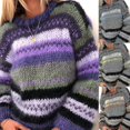 thumbnail image 2 of Pull Ample à Manches Longues pour Femmes, Col Rond, Vintage, Contrasté, Rayé, Épais, Chaud, Tricoté, Streetwear Y1, 2 of 5