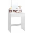 thumbnail image 1 of VASAGLE Coiffeuse avec Grand Miroir, Table de Maquillage avec 2 Tiroirs et 3 Compartiments, Moderne, Blanc, Adulte, 1 of 7
