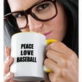 thumbnail image 2 of 3drose, Peace Love and Baseball - Things That Make Me Happy - Baseballer Gift, 15oz Two-tone Yellow Mug, 2 of 6