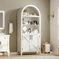 thumbnail image 6 of Memoryfield 5-Tier Arched Bookcase with Doors, Modern Bookshelf Storage Cabinet, Open Display Shelf, for Home Office Living Room, White, 6 of 8