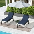 thumbnail image 4 of XgoodX Outdoor Chaise Lounge Cushions Set of 2, 72 x 21 x 3 in Patio Recliner Chair Pads, Fade-Resistant Sun Lounger Cushions with Removable Covers for Poolside, Deck, Lawn, or Beach Chairs，Navy Blue, 4 of 9