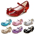 thumbnail image 2 of Zapatos de tacón alto para niñas, zapatos de princesa con lazo de diamantes de imitación, zapatos de tacón alto para niñas, zapatos individuales de Frozen con cristales, 2 of 6