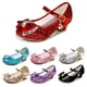 thumbnail image 4 of Zapatos de tacón alto para niñas, zapatos de princesa con lazo de diamantes de imitación, zapatos de tacón alto para niñas, zapatos individuales de Frozen con cristales, 4 of 6