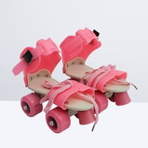 MLINS Durable Pink Children Skate Shoes with Adjustable Strap Double Row Four Wheels for Skating Size 2532