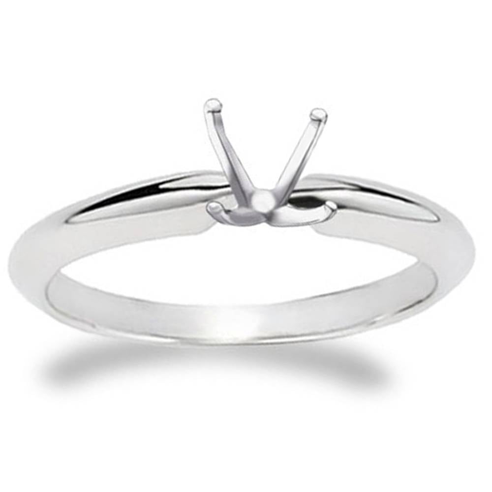 14K White Gold Round Engagement Solitaire Ring 4 Prong Mounting Solid Setting 