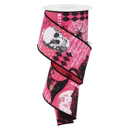 2.5 Vintage Halloween Ribbon: Pink (10 Yards)