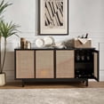 thumbnail image 2 of Tina's Home Modern Rattan Buffet Sideboard with 4 Doors,  Bar Cabinet with LED Light and 4 Adjustable Shelves Black, 2 of 9