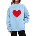 thumbnail image 4 of Ynynloco Women's Valentine's Day Sweatshirt Heart Print Turtleneck Long Sleeve Pullover Tops with Pocket Fall Winter Warm Sweatshirts, 4 of 5