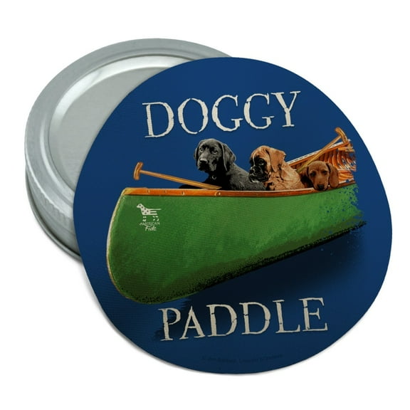 Doggy Dog Paddle Canoe Dogs Round Rubber Non-Slip Jar Gripper Lid Opener
