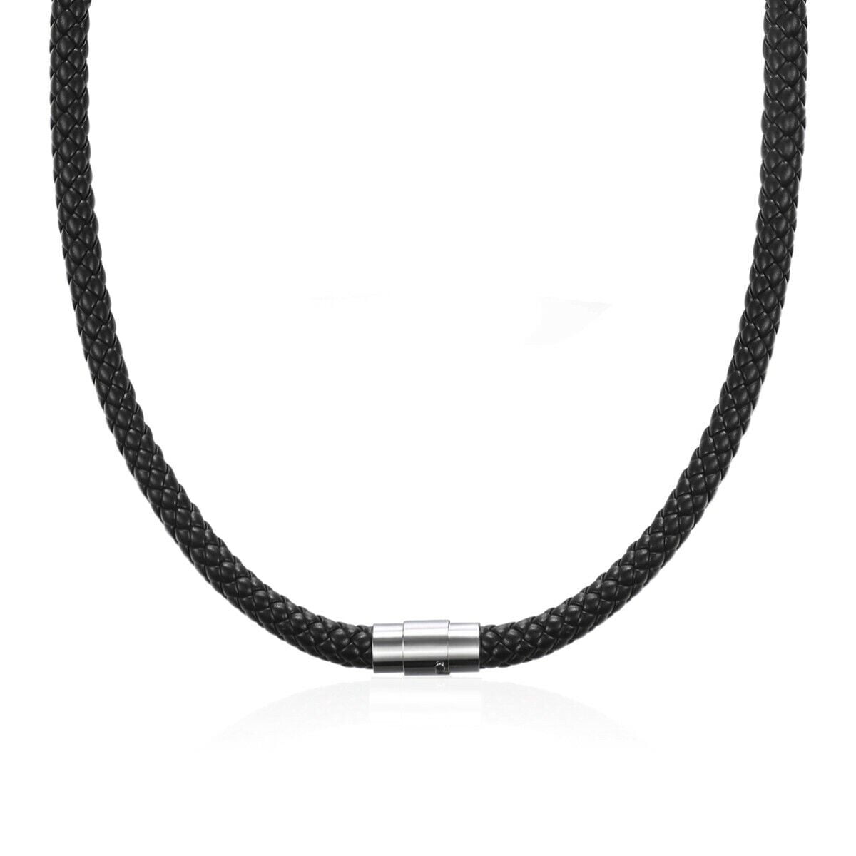 Mens Necklace Choker Brown Black Braided Cord Rope Artificial Leather  Necklace For Men Stainless Steel Clasp 4/6/8mm LUNM09