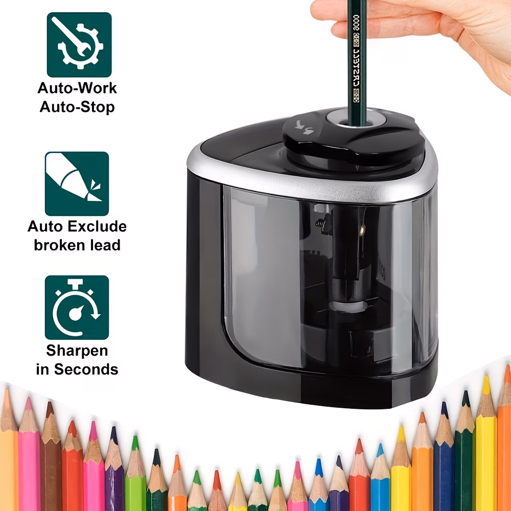 Automatic Electric Pencil Sharpener for Desk Office Stationery, Desktop Tool with Precision Sharpening, Students and Professionals