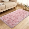 thumbnail image 6 of YJ.GWL Soft Fluffy Rugs Faux Sheepskin Area Rug for Living Room Bedroom Plush Carpet Nursery Floor Mat Home Decor,3'x5',Pink, 6 of 7