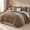 Amber Brown-California King, variant on Oversized Queenforter Set-7 Pieces Ruffle Bedding