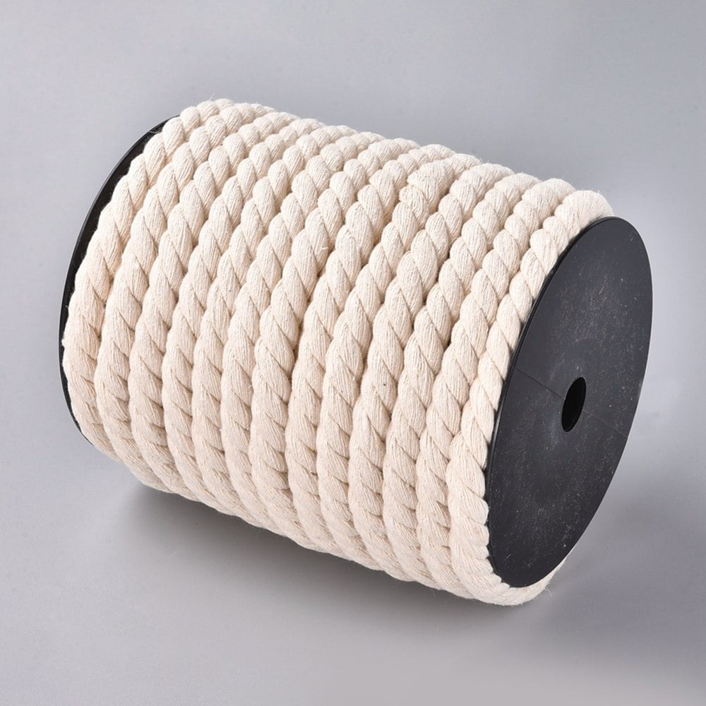 3-Ply Macrame Cotton Cord Twisted Cotton Rope for Wall Hanging Plant Hangers Crafts and Wedding Decorations White 12mm 21.87~24.05 yards(20~22m)/roll