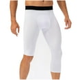 thumbnail image 2 of Men's One Leg Sports Close Fitting Running Elastic Dry Solid Color Cropped Pants Yoga Trousers, 2 of 3