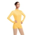 thumbnail image 2 of IBTOM CASTLE Women Mock Neck Ballet Dance Leotards Long Sleeve Gymnastic Bodysuit One Piece Ballerina Dancewear M Yellow, 2 of 6