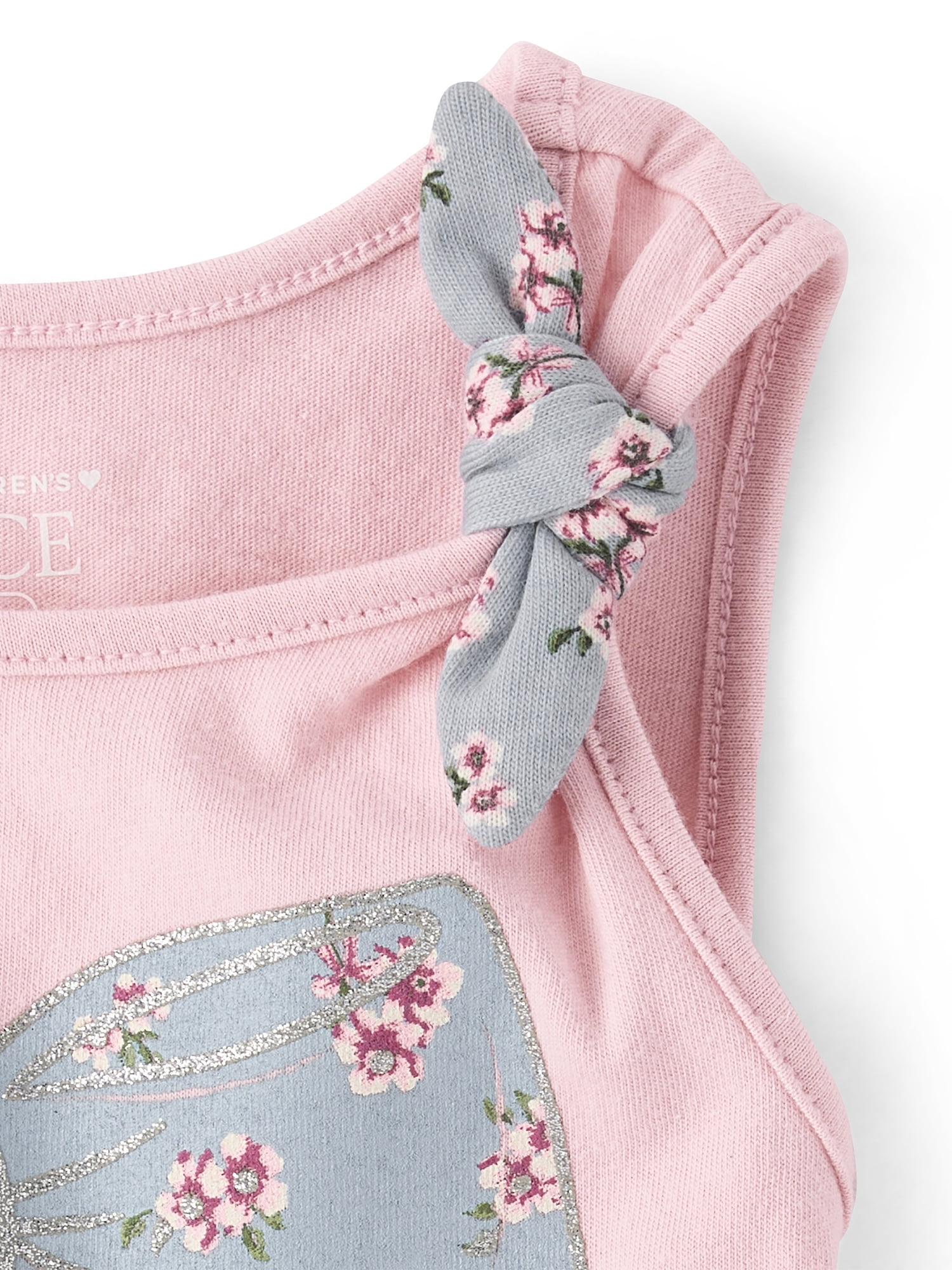 The Children's Place Toddler Girls Sleeveless Floral Bow Outfit Set, 2-Piece, Sizes 12M-5T