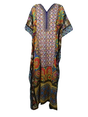 Mogul Women Kaftan Maxi Dress, Bohemian Kaftan, Printed Kaftan, GEORGETTE Summer Resort Wear, Beach Dresses, Long Caftan