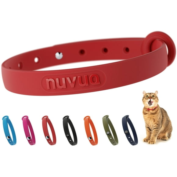 Collar para gato Nuvuq rojo con cierre de seguridad, suave y liviano, 17,5-26 cm