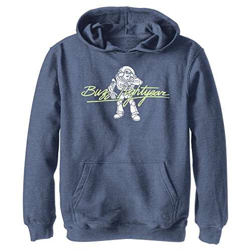 Kids Pixar Toy Story Buzz Signature Youth Pullover Hoodie, Navy Blue Heather, Medium