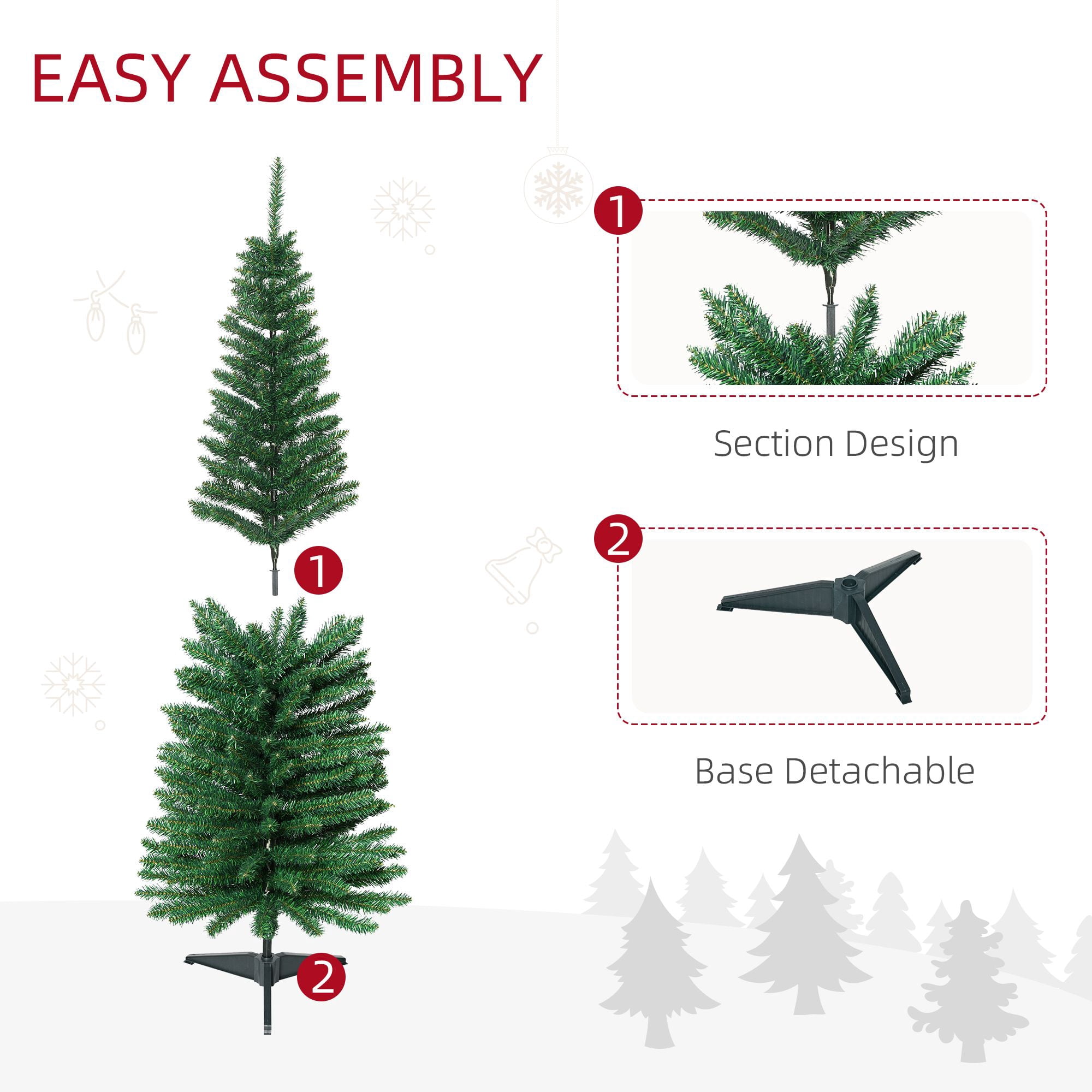 Alvantor Christmas Tree Unlit Pencil with 294 Tips, Slim Holiday Decor 19.75"x19.75"x60" 5ft Green