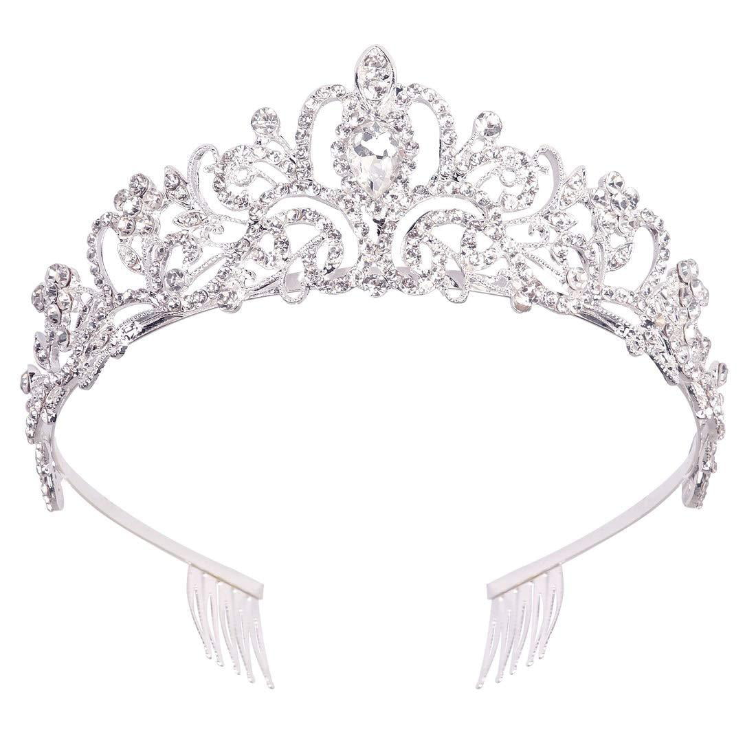 Frcolor Pink Womens Birthday Crystal Tiara Crown Headband for Birthday Party Headwear Accessories Birthday Girl