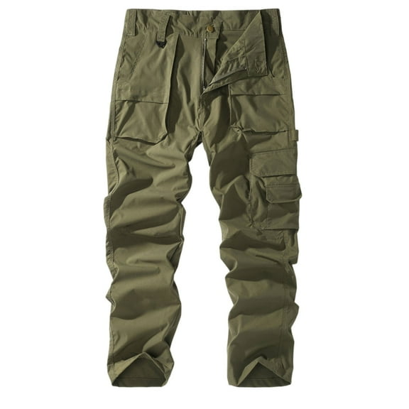 Mlqidk Military Cargo Pants for Men Lightweight Breathable Outdoor Cargo Pants Waterproof Flex Ripstop Hiking Pants Fishing Trousers with Pockets Army Green S