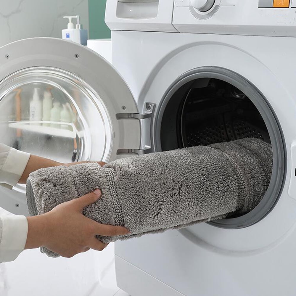 Soft Bathroom Rugs Absorbent Non-Slip 20" x 32" Dark Gray Fluffy Microfiber Bath Mats Machine Washable