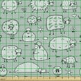thumbnail image 2 of Ambesonne Cartoon Fabric by the Yard Upholstery, Funny Flock of Sheep Doodle, 1 Yard, Pale Grey Green, 2 of 5