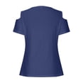 thumbnail image 5 of Rhuody Tops For Womens Round Neck Tee Short Sleeve Off Shoulder T Shirt Solid Color T Shirt Classic Clothing Blue Xl, 5 of 5