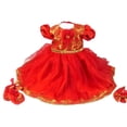 thumbnail image 1 of Pasni Dress/Set Nepali Weaning Ceremony/Rice Feeding Baby Girl Red Velvet Dress, 1 of 2