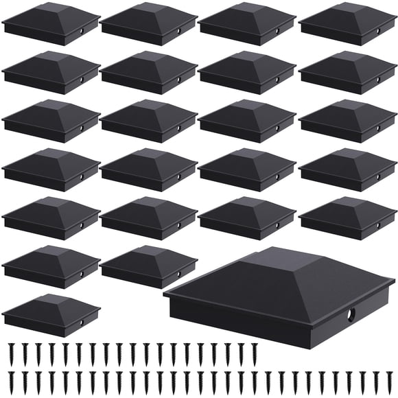 Gorras para postes de valla Goovilla, color negro, 4x4 (8,9 x 8,9 cm), 24 unidades