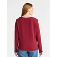 thumbnail image 3 of Time and Tru Women's Ribbed Hacci Knit V Neck Top with Long Sleeves, Sizes XS-XXXL, 3 of 5