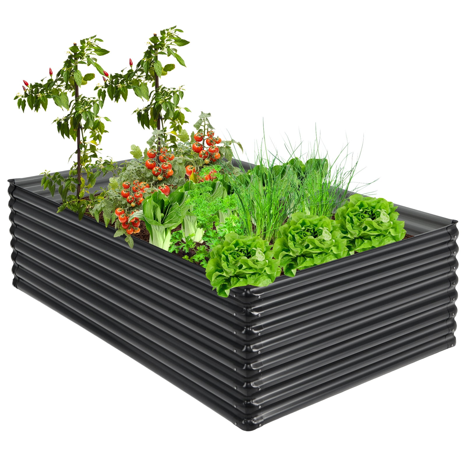 Patiojoy Galvanized Metal Raised Garden Bed 71"?x?20.5"?x?43.5" Large Outdoor Raised Planter Box for Vegetable Flower Fruit Herb Garden