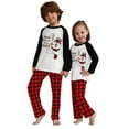 thumbnail image 4 of Family Matching Christmas Pajamas, Cartoon Snowman Letter Print Long-Sleeved Tops + Plaid Pattern Trousers Sleepwear, 4 of 7