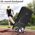 thumbnail image 4 of Crossbody Case for iPhone 14 Plus, Adjustable Shoulder Strap 47" / 1.2m, Finger Ring Holder with 6 Card Slots, 4 of 16