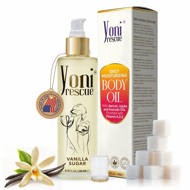Aceite corporal Yoni Rescue Vanilla con albaricoque, jojoba y aguacate 240 ml